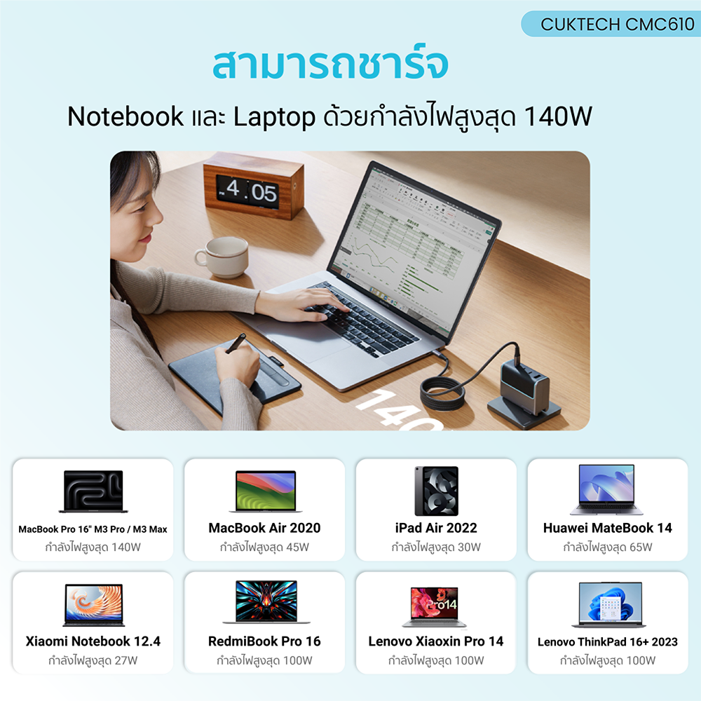 สายชาร์จเร็ว CUKTECH รุ่น CMC610 USB-C to USB-C 6A 240W สีดำ (รองรับชาร์จเร็ว PD3.1)_5